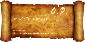 Orbán Patrik névjegykártya