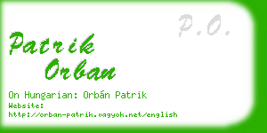 patrik orban business card