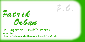 patrik orban business card